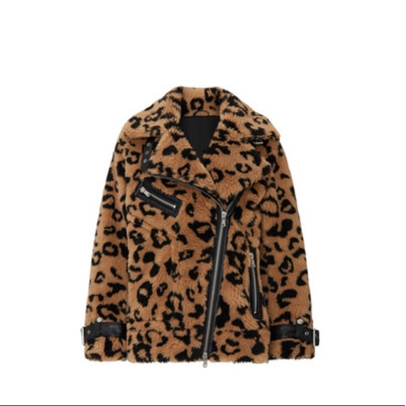 🌟Host Pick🌟 Avec Les Filles Leopard Teddy Biker Jacket - Picture 3 of 8